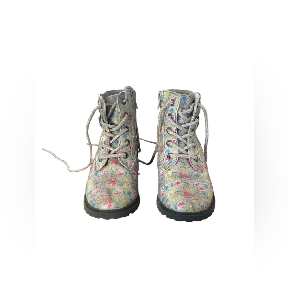 Toddler Blowfish Malibu RYA-T Gray Freedom Floral Print Zip Up/Tie Boot Size 10 - Picture 2 of 6